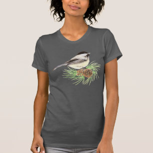 Cute Watercolor Chickadee Bird Gräs Träd Tröja