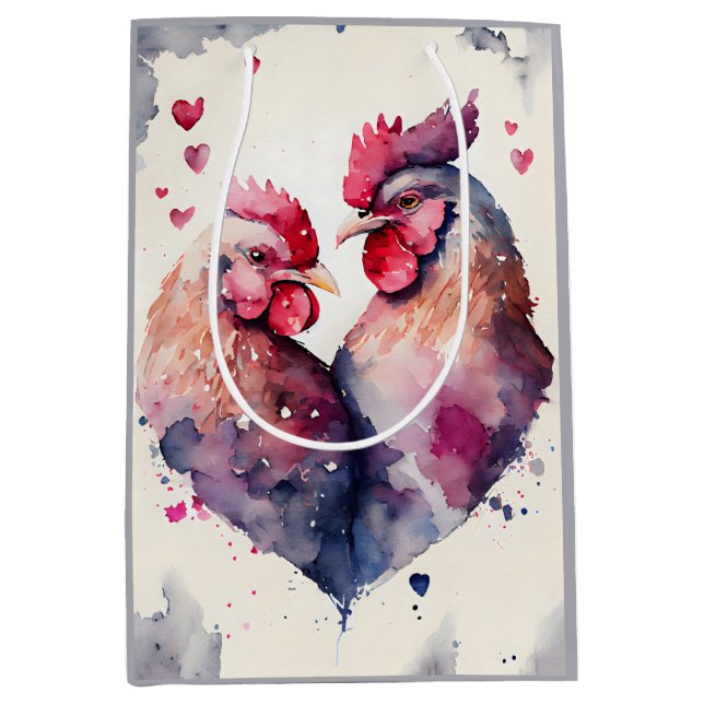 Cute Watercolor Chicken par Heart Grått White (Framsidan)