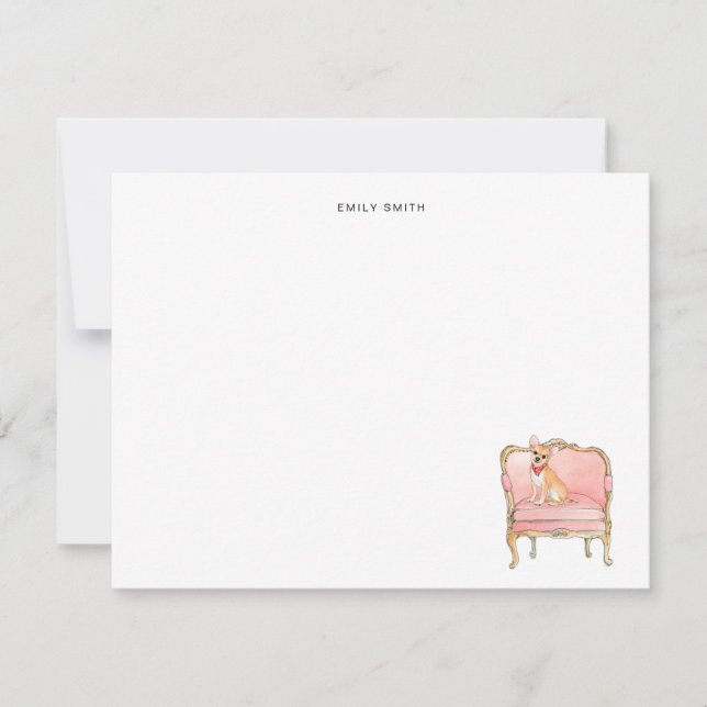 Cute Watercolor Chihuahua-hund - kort tack (Framsida)