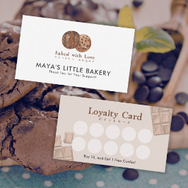 Cute Watercolor Chocolate Cookie Bakery Loyalty Visitkort