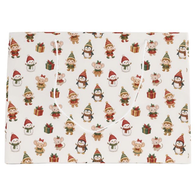 Cute Watercolor Christmas Pattern - Elves Penguins (Framsidan)