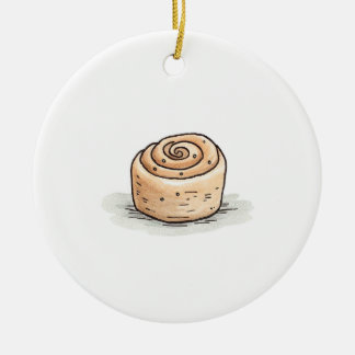 Cute Watercolor Cinnamon Roll Julgransprydnad Keramik