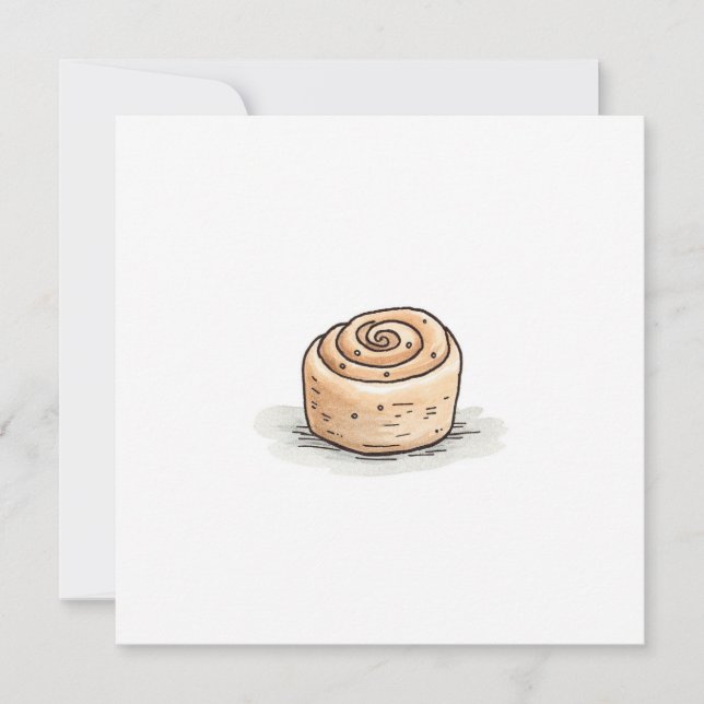 Cute Watercolor Cinnamon Roll Julkort (Framsida)