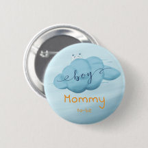 Cute Watercolor Cloud Baby Boy Shower Mommy-to-be