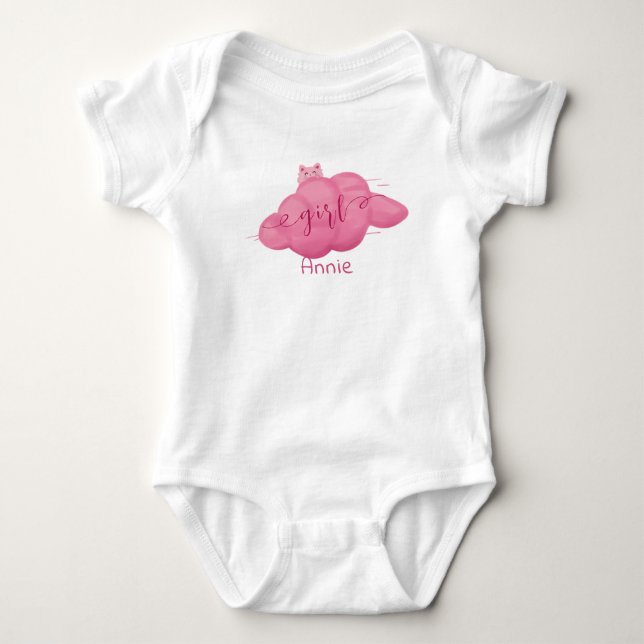 Cute Watercolor Cloud Baby Girl T Shirt (Framsida)