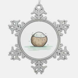 Cute Watercolor Coconut Snöflinga Pewter Julgransprydnad