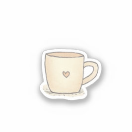 Cute Watercolor coffe Kopp med hjärta Klistermärken
