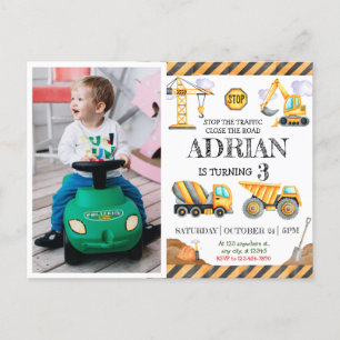 Cute Watercolor Construction Barns födelsedag Vykort