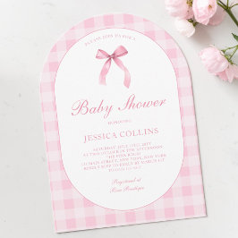 Cute Watercolor Coquette Pink Bow Girl Baby Shower Inbjudningar