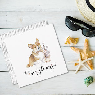Cute Watercolor Corgi BE strong calligraphy Inbjudningar