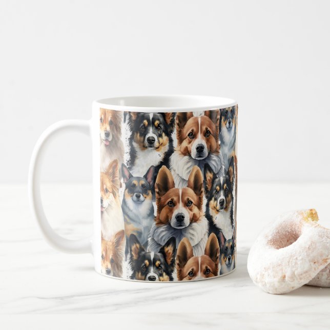 Cute Watercolor Corgi Dog Pattern                  Kaffemugg (Med munk)