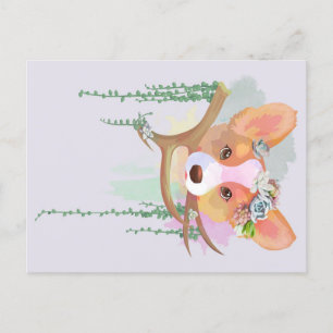 Cute Watercolor Corgi Helgdag Gift Helg Vykort