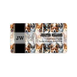 Cute Watercolor Corgi Hund Mönster Adressetikett