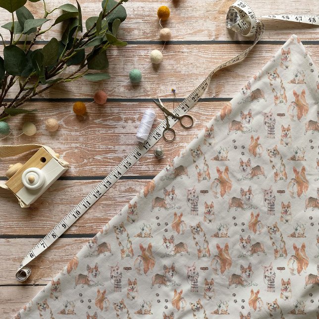 Cute Watercolor Corgi Hund Mönster Tyg (Skapare uppladdad)