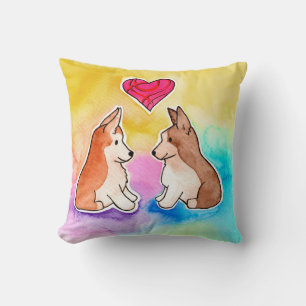 Cute Watercolor Corgis Kudde