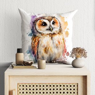 Cute Watercolor Cute Uggla Woodland Kudde