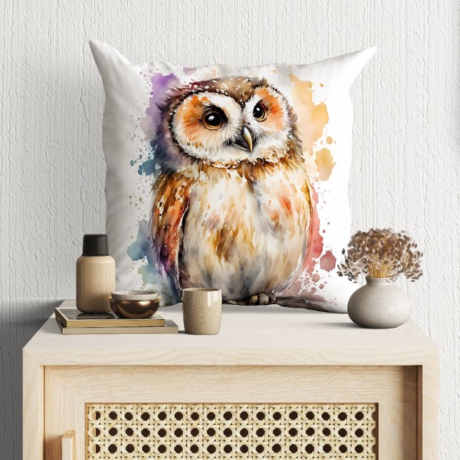 Cute Watercolor Cute Uggla Woodland Kudde (Skapare uppladdad)