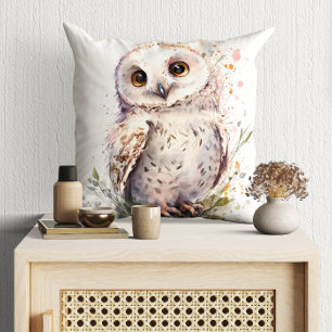 Cute Watercolor Cute Uggla Woodland Kudde
