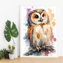 Cute Watercolor Cute Uggla Woodland Nursery
