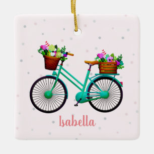 Cute Watercolor-cykel Julgransprydnad Keramik