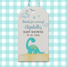 Cute Watercolor Dinosaur Baby shower Presentetikett