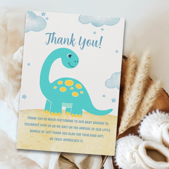 Cute Watercolor Dinosaur Baby shower Tack Kort (Skapare uppladdad)