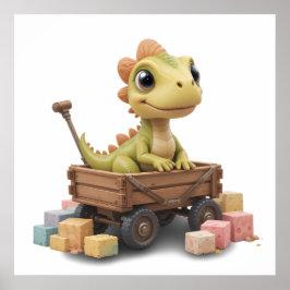 Cute Watercolor Dinosaur Nursery Poster Baby Room