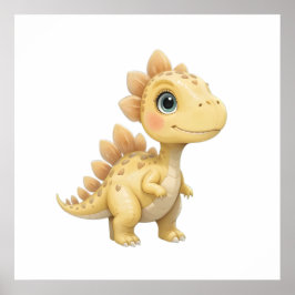 Cute Watercolor Dinosaur Nursery Poster Baby Room