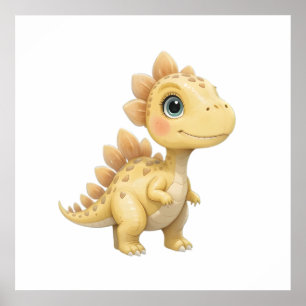 Cute Watercolor Dinosaur Nursery Poster Baby Room