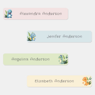 Cute Watercolor Dinosaur Waterskyddat Namn Klistermärke