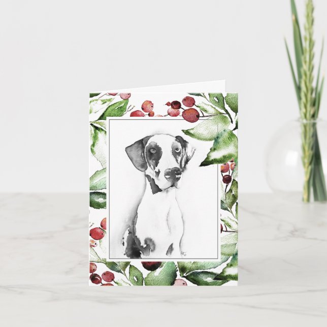 Cute Watercolor Dog Christmas Cards Helgkort (Framsida)