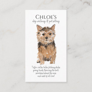 Cute Watercolor Dog Walker Pet Sitter Visitkort