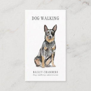 Cute Watercolor Dog Walker Visitkort
