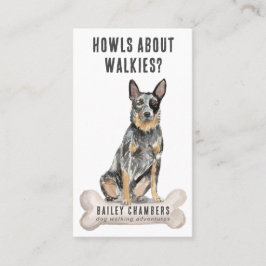 Cute Watercolor Dog Walker Visitkort