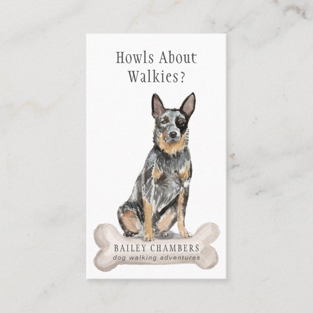 Cute Watercolor Dog Walker Visitkort (Framsida)