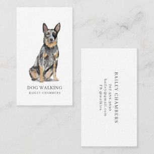 Cute Watercolor Dog Walker Visitkort