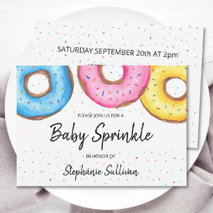 Cute Watercolor Donuts Baby Sprinkle-inbjudan Inbjudningar
