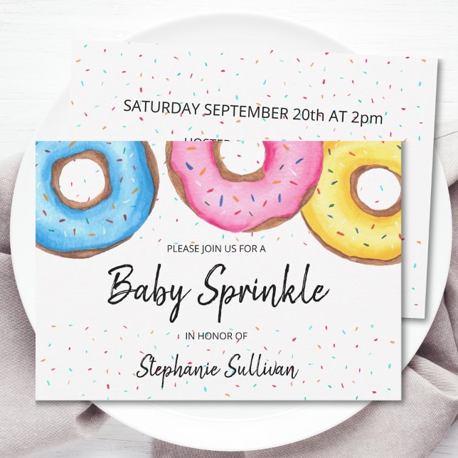 Cute Watercolor Donuts Baby Sprinkle-inbjudan Inbjudningar (Skapare uppladdad)