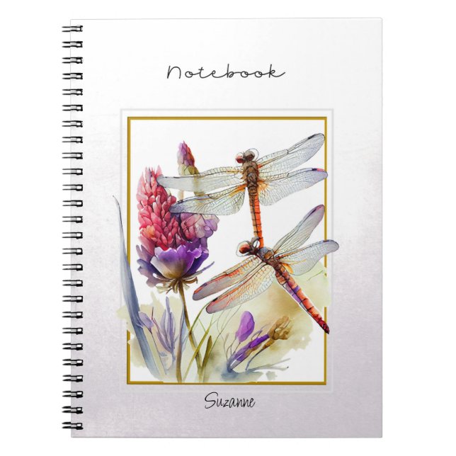 Cute Watercolor Dragonfly Anteckningsbok (Framsidan)