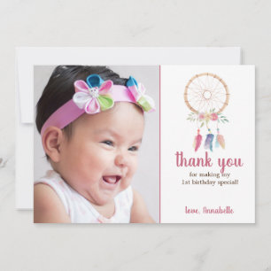 Cute Watercolor Dreamcatcher Birthday Tack Kort