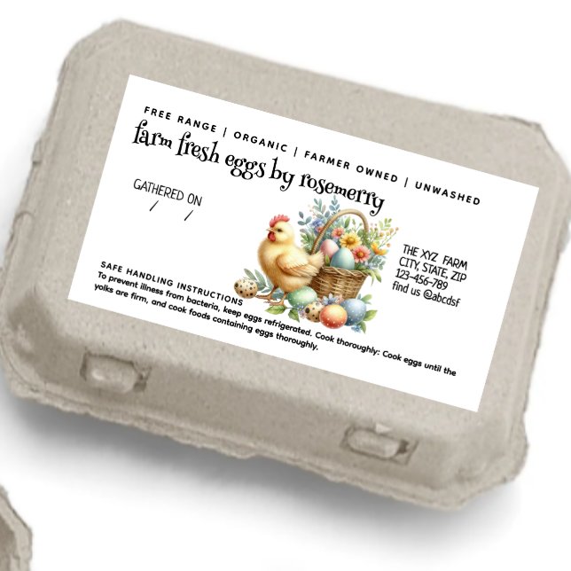 Cute Watercolor Egg Carton Label Fraktsedel (Skapare uppladdad)