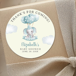  Cute Watercolor Elephant Baby Shower Boy Runt Klistermärke