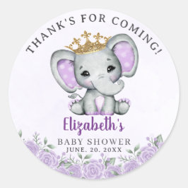 Cute Watercolor Elephant Baby Shower Girl Runt Klistermärke