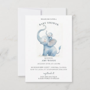 Cute Watercolor Elephant Baby Shower Inbjudningar