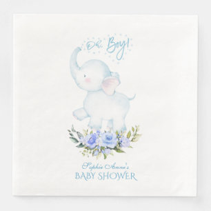 Cute Watercolor Elephant Oh Boy Baby Shower Pappersservett
