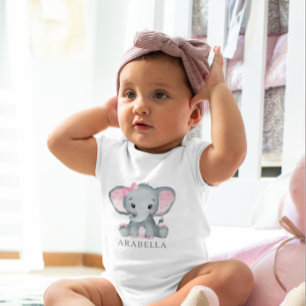 Cute Watercolor Elephant Rosa Flicka T Shirt