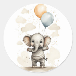 Cute Watercolor Elephant Shirt Big Balloations Runt Klistermärke