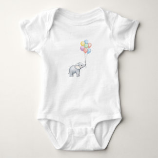 Cute Watercolor Elephant with Pastel Balloons  T Shirt