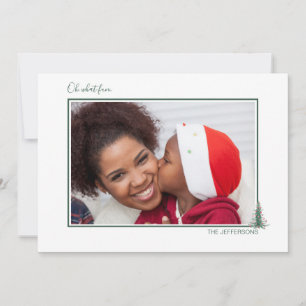 Cute Watercolor Evergreen Julgranar Photo Julkort