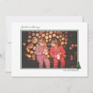 Cute Watercolor Evergreen Julgranar Photo Julkort